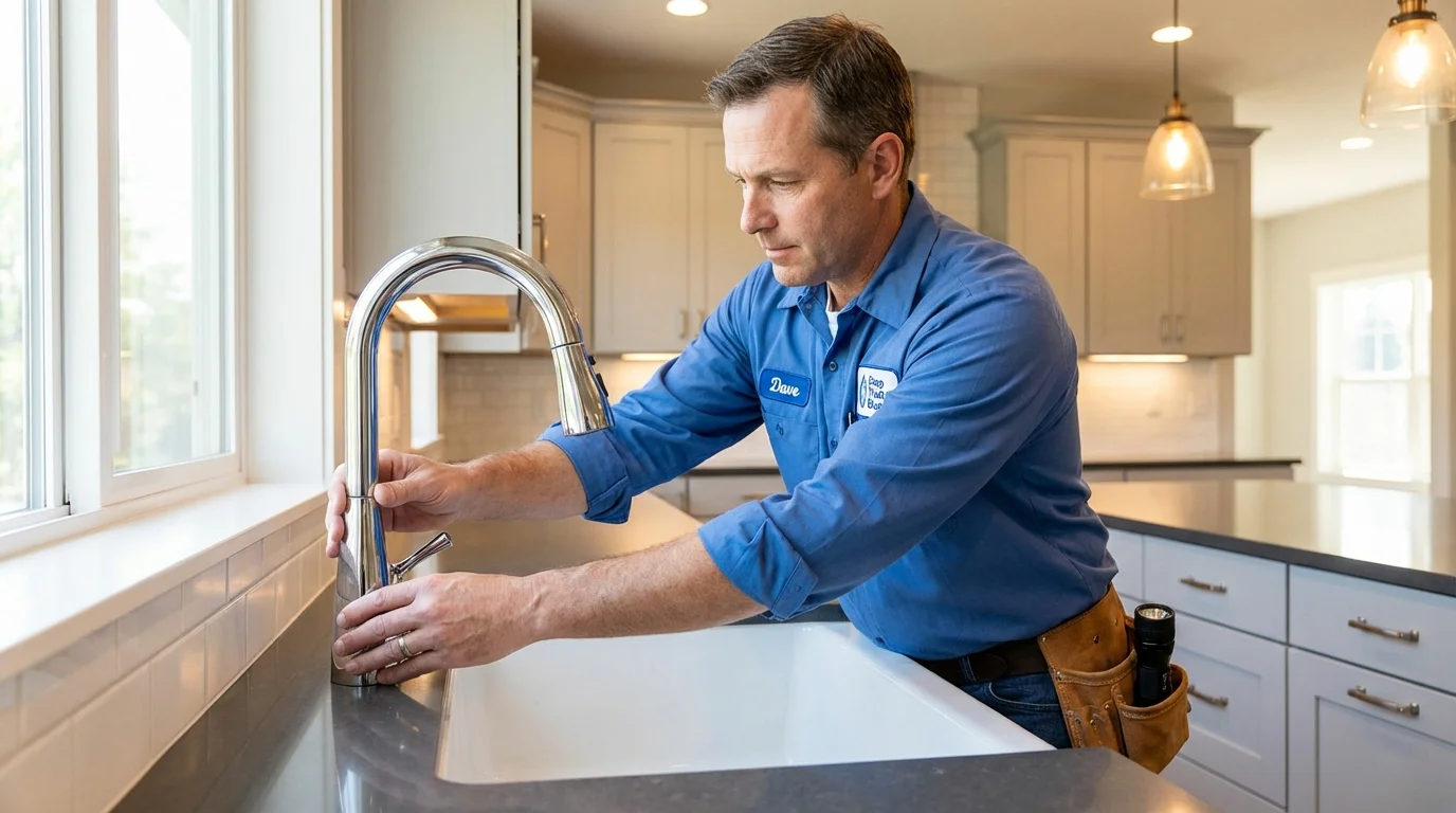 Kitchen faucet installation by Johns Plumbing LLC in York Harbor