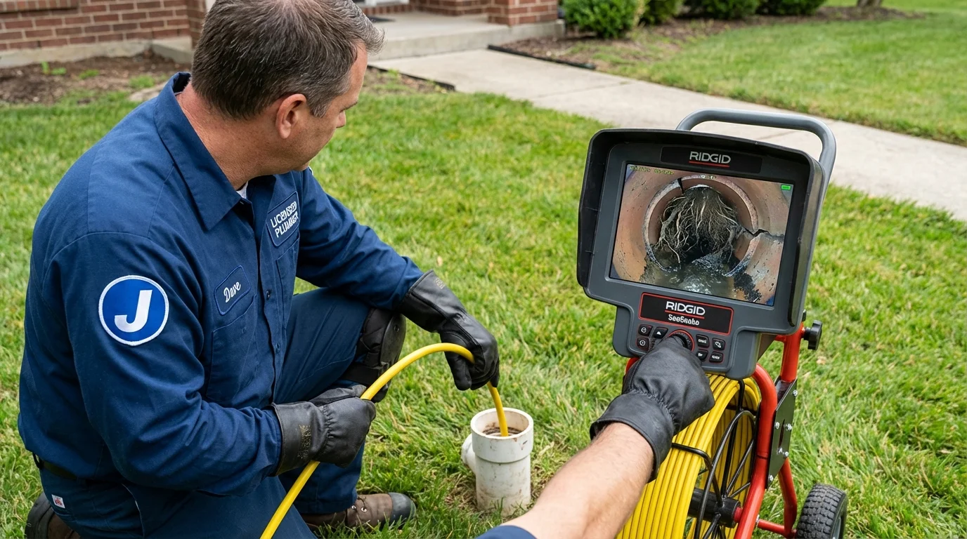Sewer camera inspection being performed by Johns Plumbing LLC in York Harbor
